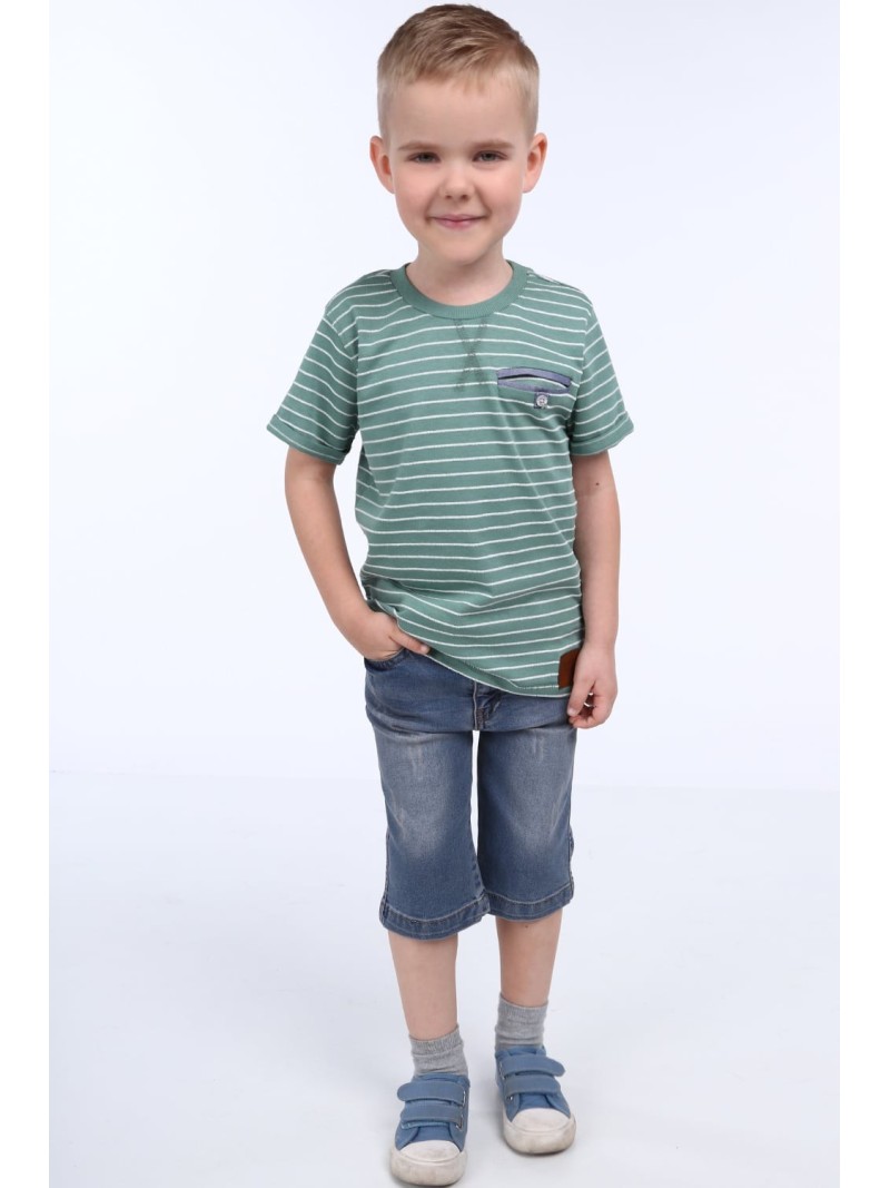 Gestreiftes T-Shirt für Jungen, grün NDZ4474 – Online-Shop – Boutique